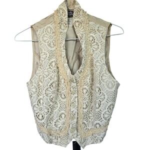 Judy Knapp California Vintage Crochet Lace Vest - Sleeveless Top